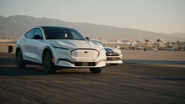 Mustang Mach-E v. Pit Crew GIF